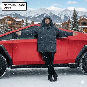 Camel Men's XL Puffy Hoodie Heavy Winter Coat Goose Down Full Zip Parka Coziest